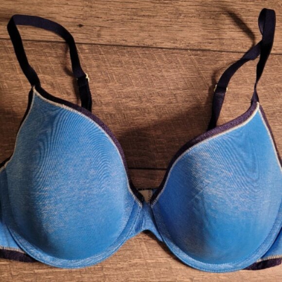 2 for $20 Victoria's Secret Blue Lined Demi Bra Full Coverage Size 34D - Picture 2 of 5
